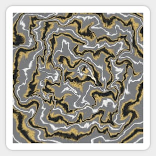 Liquid pour design in grey, black, gold, and white Sticker